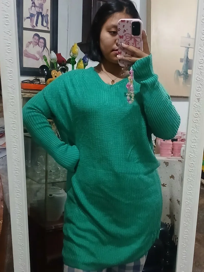 Indie Coquette Sweater Wanita green photo 1
