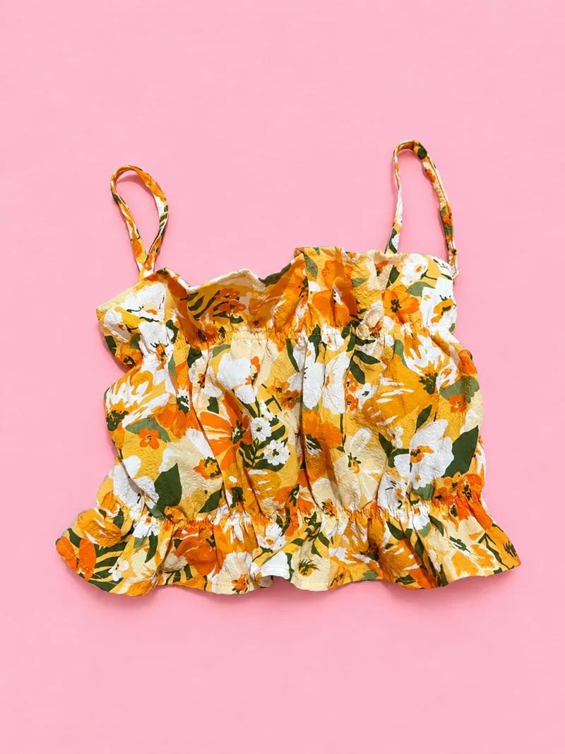 H&M Flounce Crop Top Floral photo 1