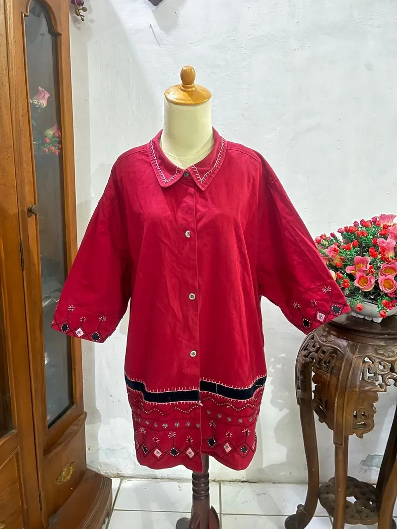 Casual Cardigan Wanita red photo 1