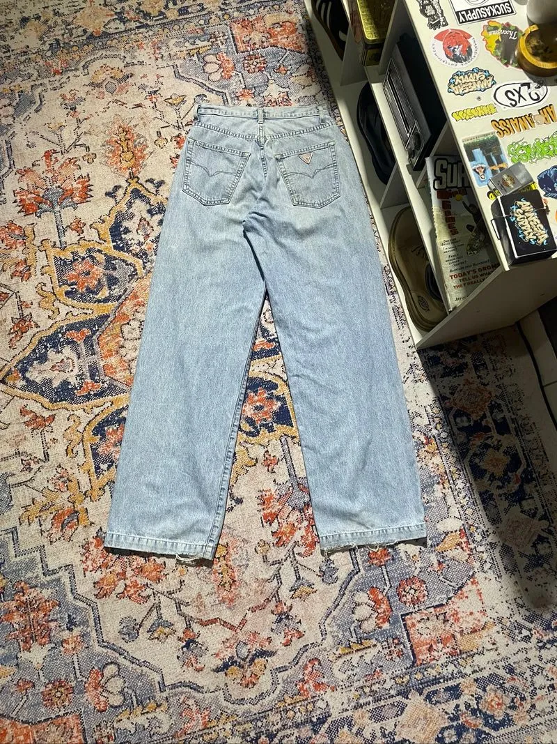 Vintage Baggy Denim Pants Guess USA 🇺🇸 Butterfly Bottom photo 1