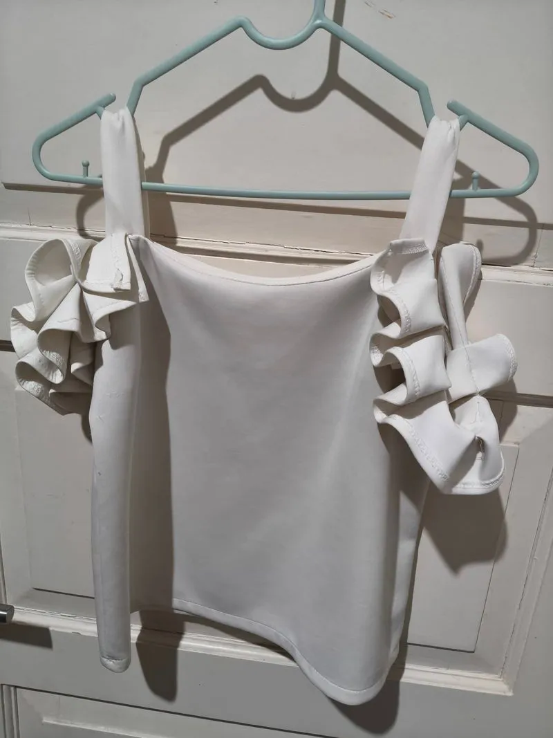 Ruffle White Off Shoulder Top  photo 1
