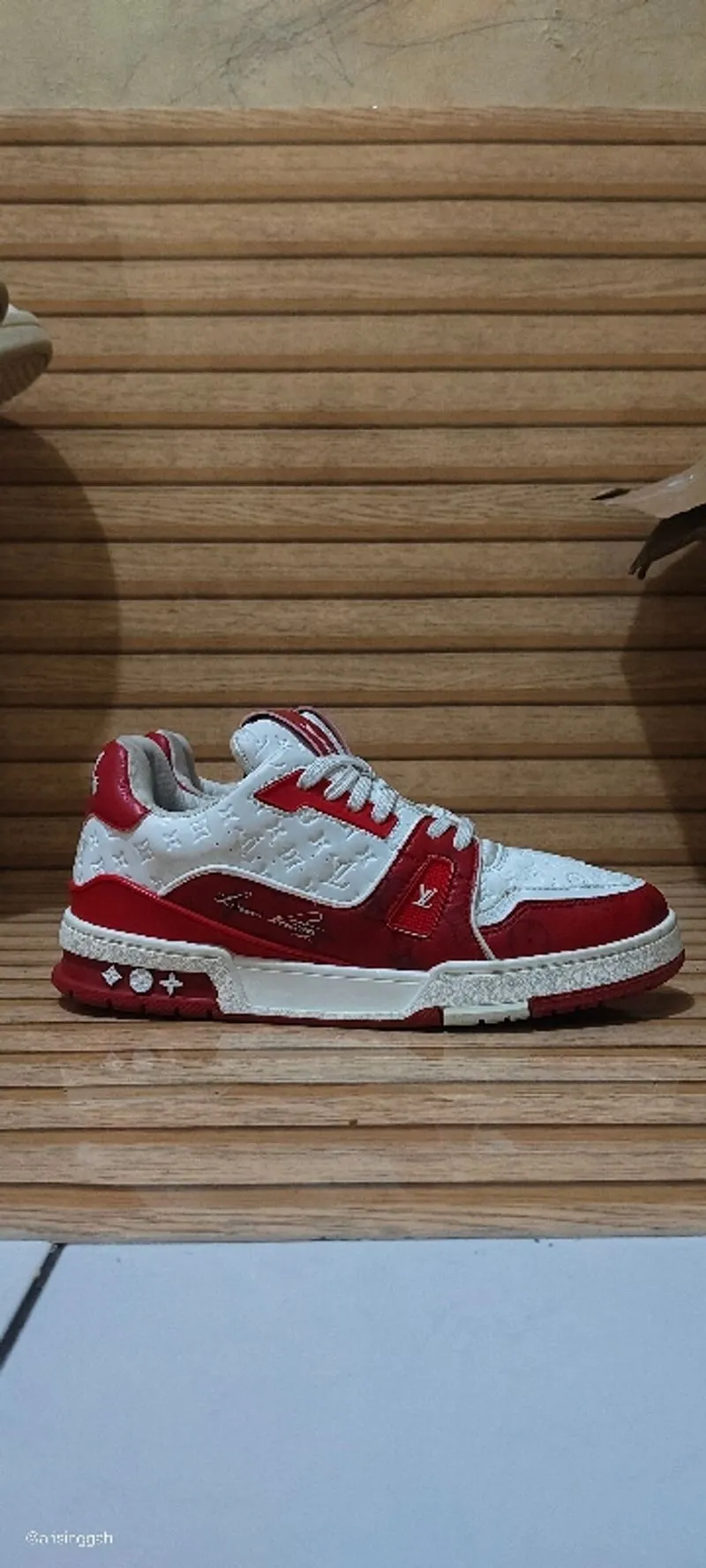 LV Trainer Full Leather Red White Size 41 photo 1