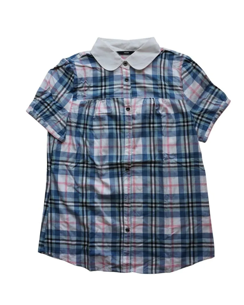 fitted blue checked shirt photo 1