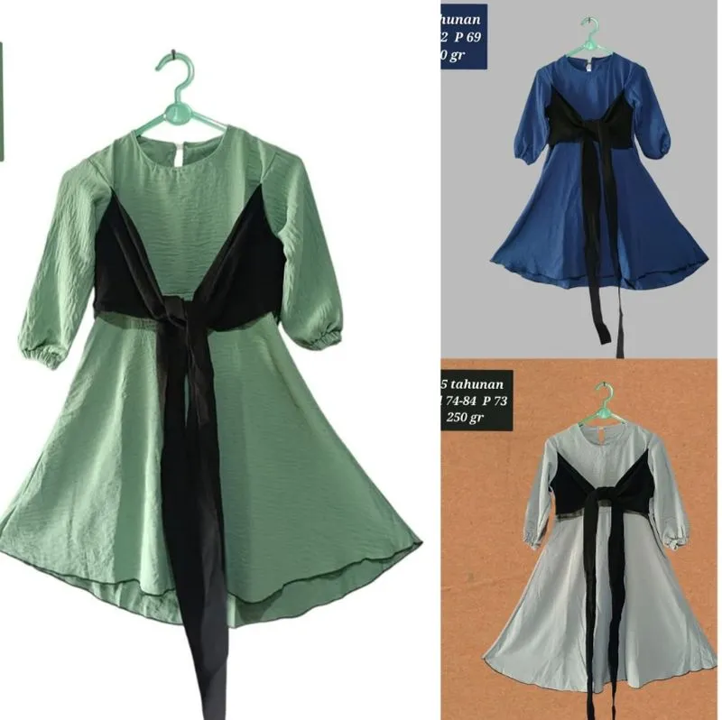 New gamis dress crincle anak perempuan usia 3-5 tahunan  photo 1