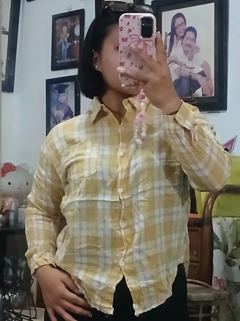 Vintage Shirt Wanita yellow photo 1