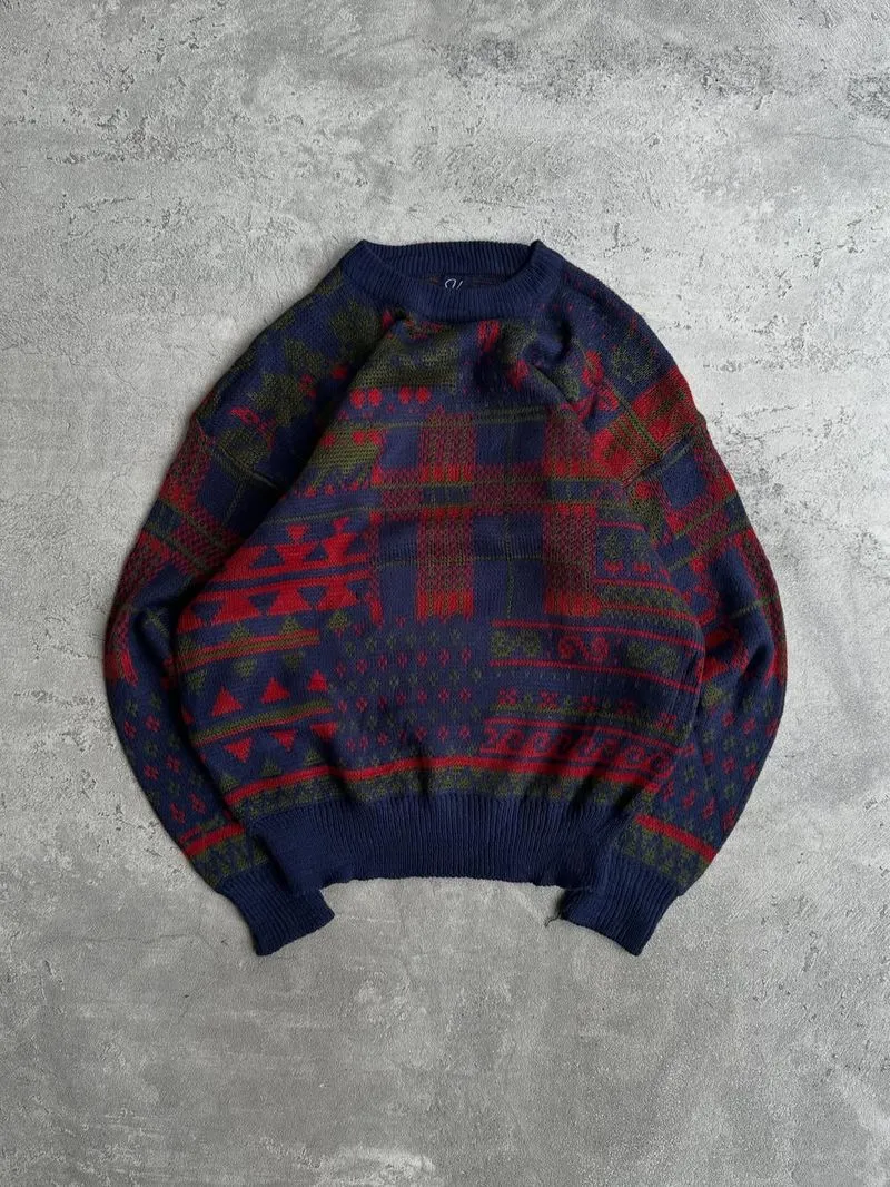 Velentino Alpha knitwear vintage pattern grandpa sweater photo 1