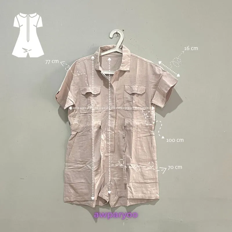 Minimalist Casual Jumpsuit Wanita cream photo 1
