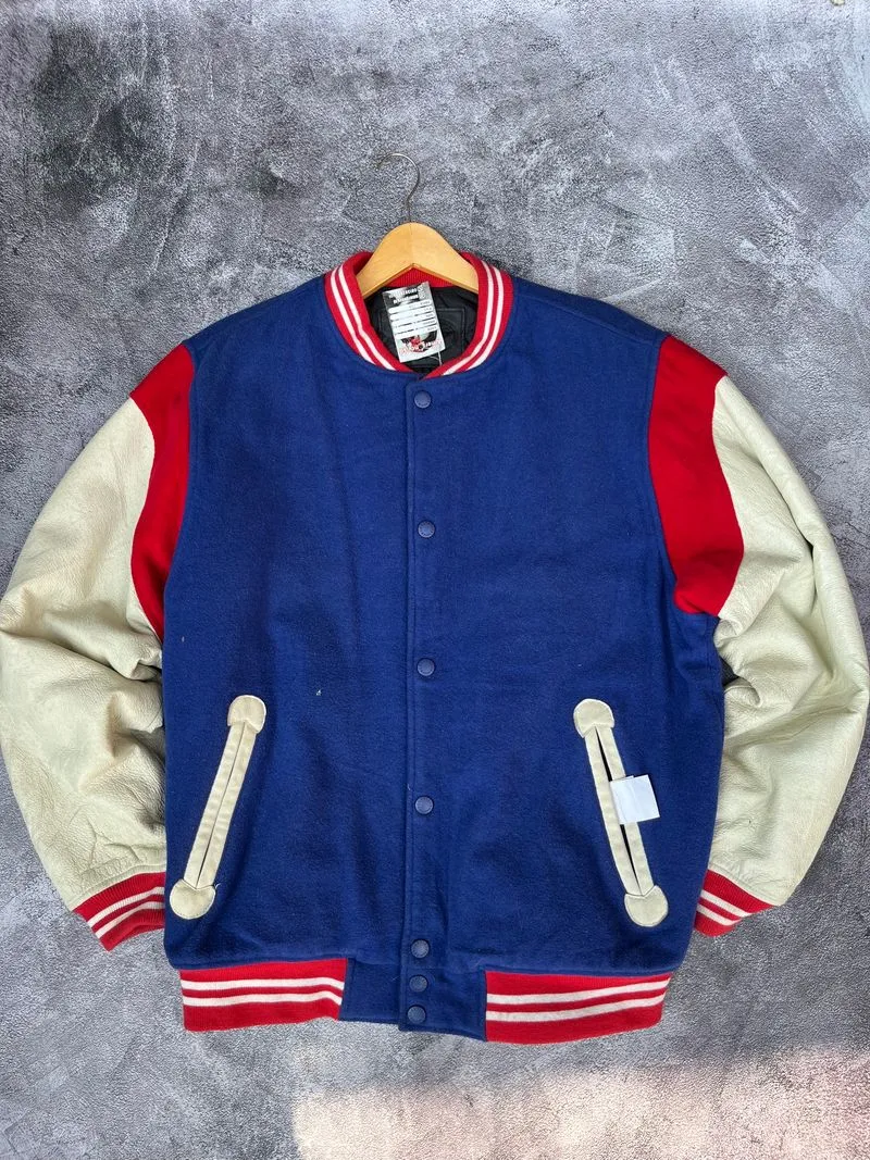 Japanese brand Vintage Streetwear Bomber jacket Pria white blue photo 1