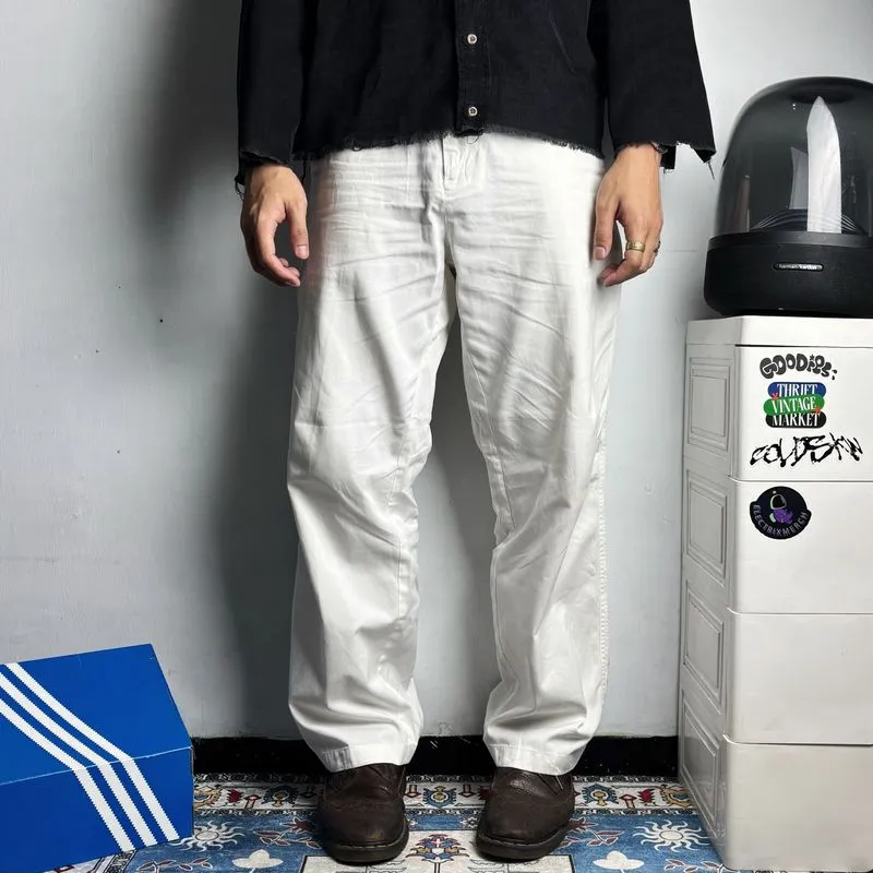 y2k White Glass Crencia Wide Leg Baggy Pants Japan size 32 photo 1