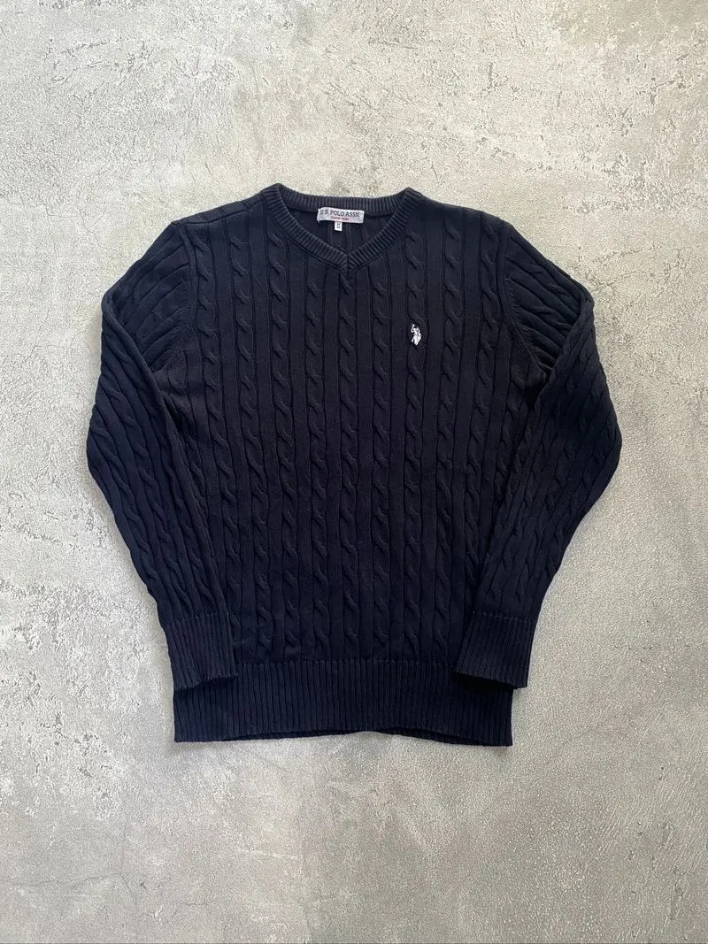 US POLO ASSN Black Knit Cable Sweater photo 1