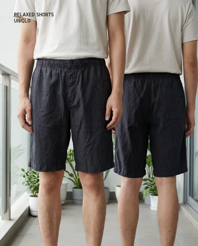 Uniqlo Men's Basic Black Relax Shorts Pants 36 - 38 photo 1