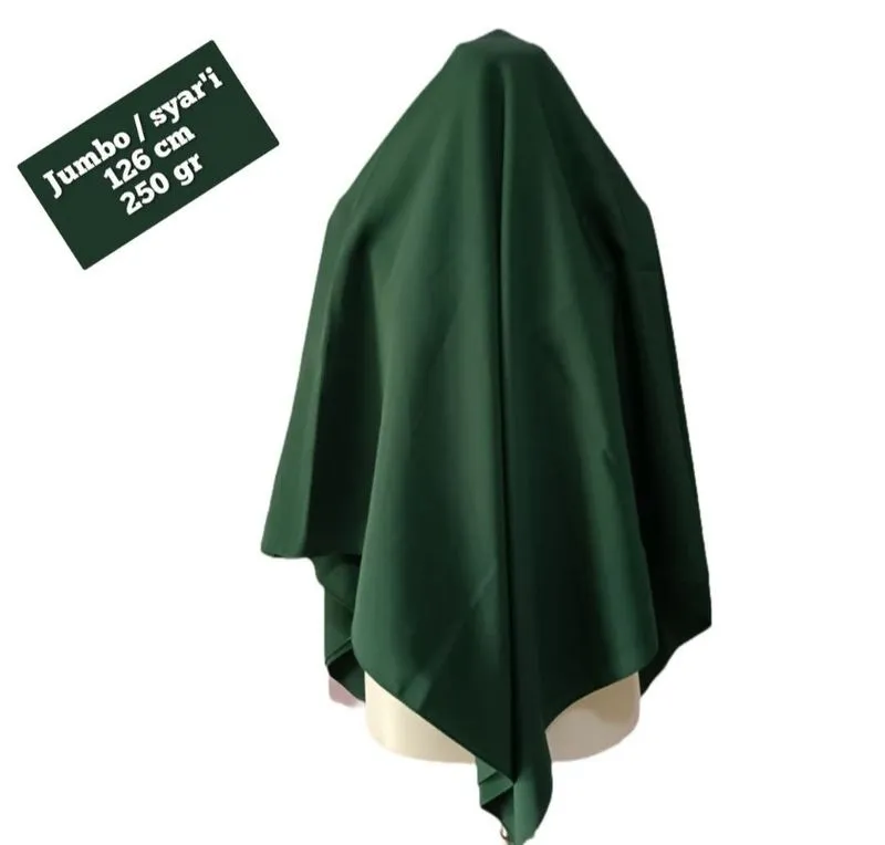 2 pcs Hijab segi empat jumbo syar'i hijau polos  photo 1