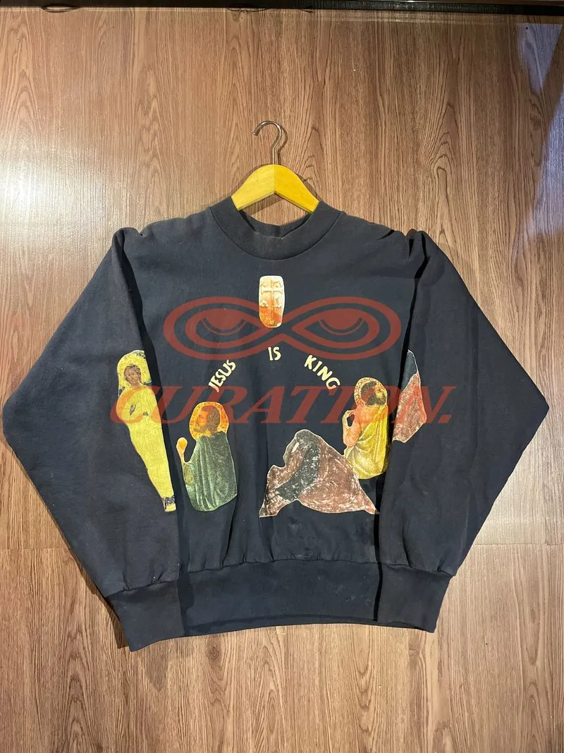 Yeezy Jesus Is King Cross Crewneck II FW 2019 Washed Navy photo 1