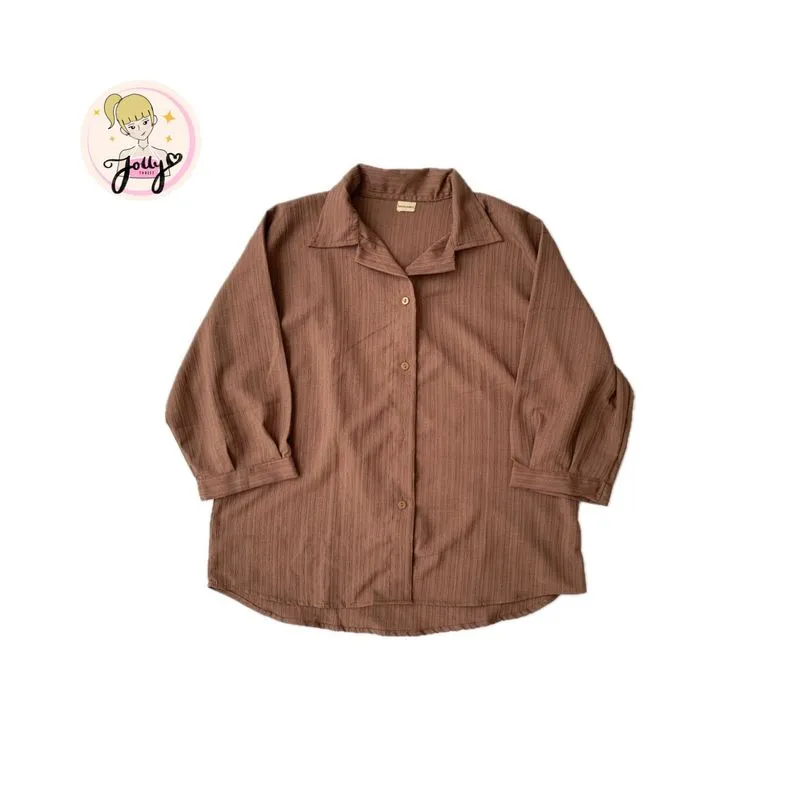 Kemeja boxy oversize coklat wanita (nego) photo 1