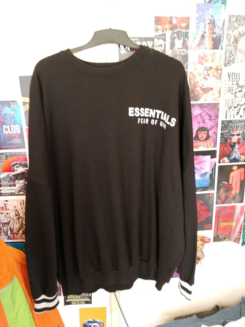 Fear of God ESSENTIALS Streetwear Casual Sweater Pria white black photo 1