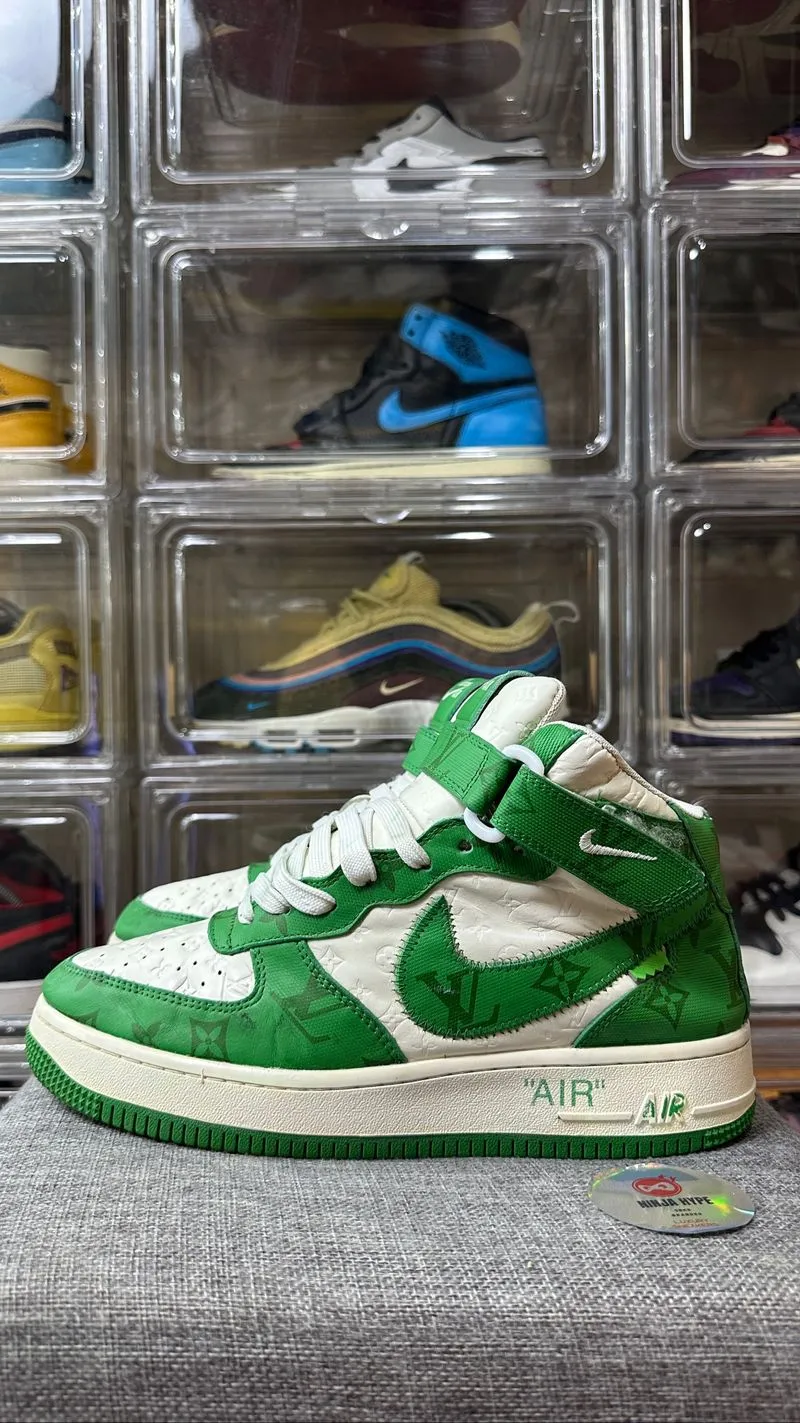 AIR FORCE 1 HIGH X OFF WHITE X LOUIS VUITTON WHITE GREEN , A photo 1