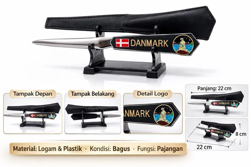 Miniatur Pisau Pajangan DANMARK Denmark + Stand Display photo 1
