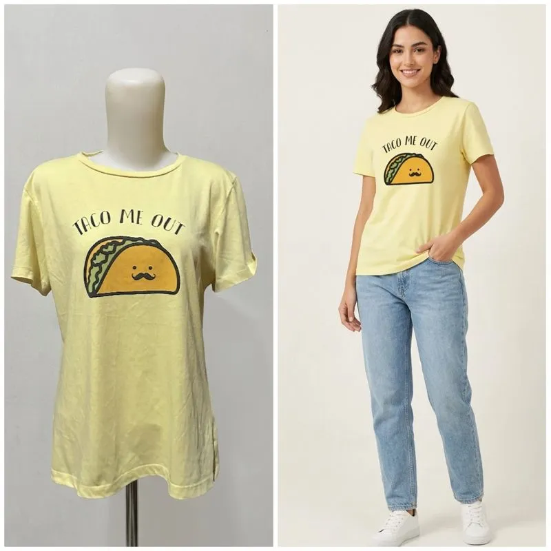 Taco Me Out - Kaos Wanita Kuning Motif Taco Lucu dan Nyaman  photo 1