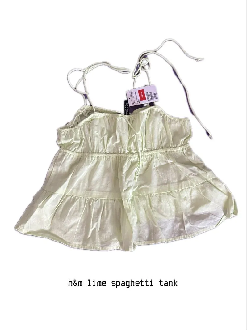 h&m lime spaghetti tank photo 1