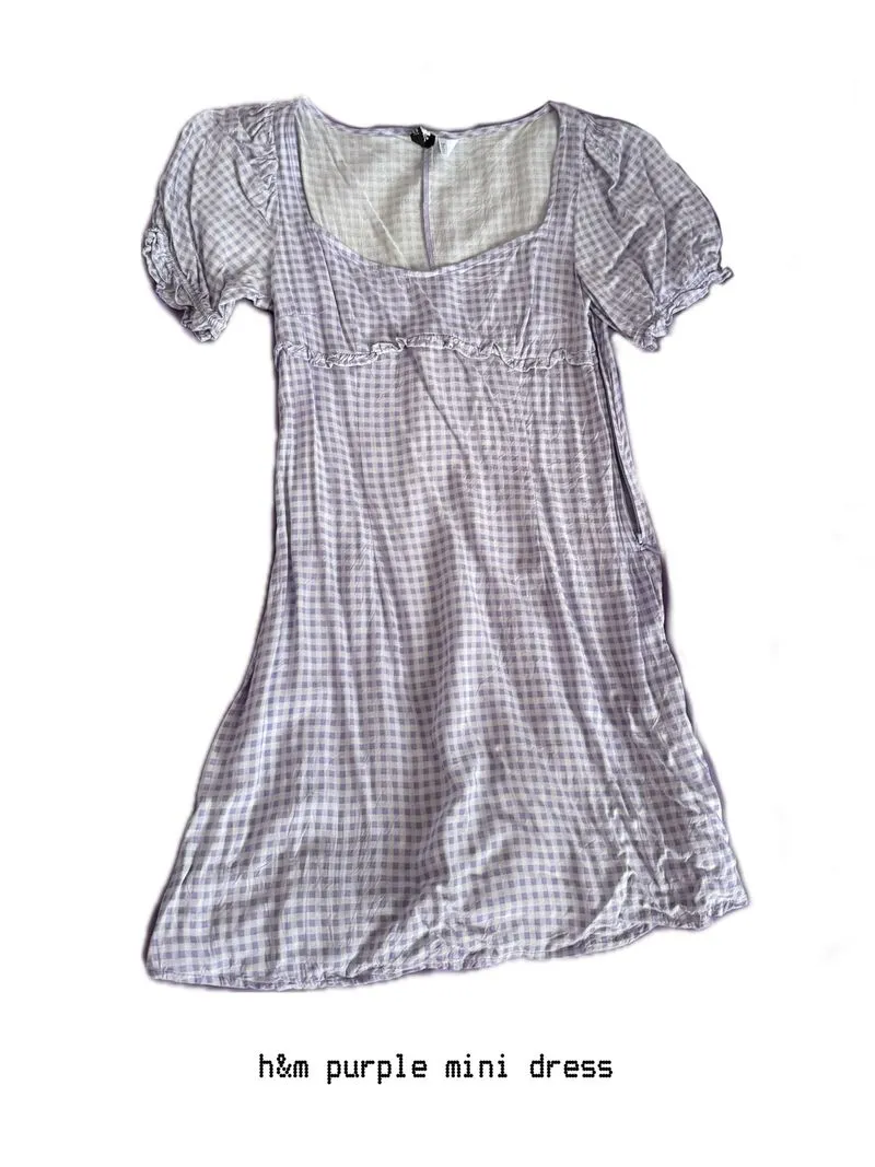 purple gingham mini dress photo 1