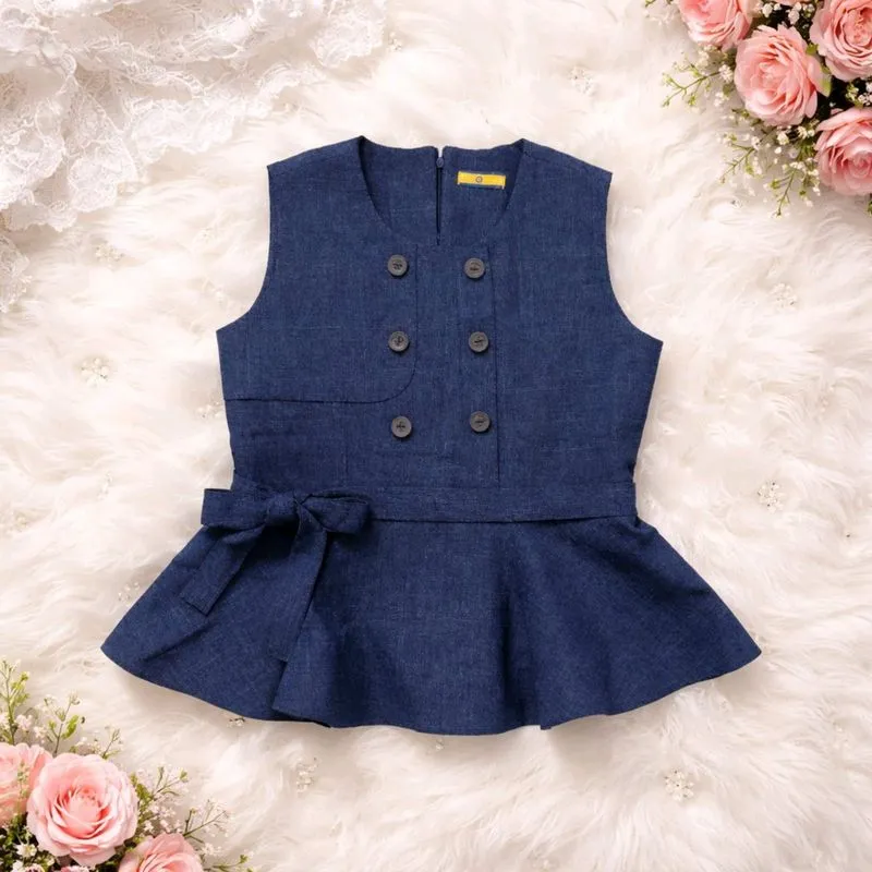 THE B CLUB NAVY TOP WITH RIBBON ONE SIZE / NEW NO TAG photo 1