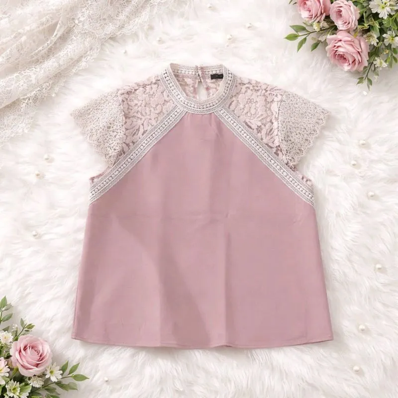 PRELOVED ICONS SOFT PINK LACE TOP SIZE L photo 1
