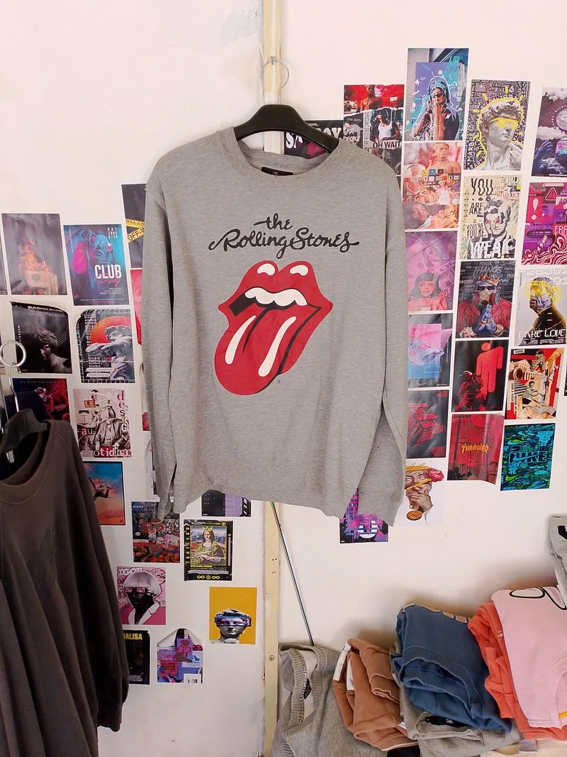 Rolling Stones Vintage Casual Sweatshirt Pria gray photo 1
