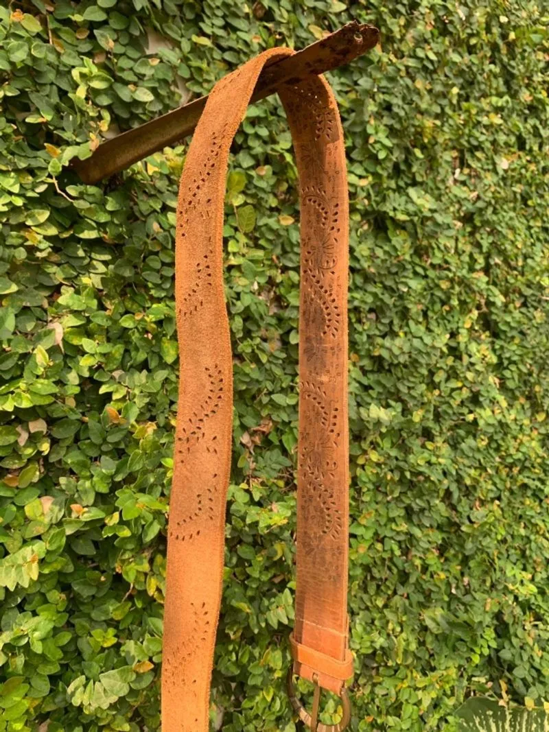 Vintage 2000s Anna Sui Suede Leather Belt - Floral Western B photo 1