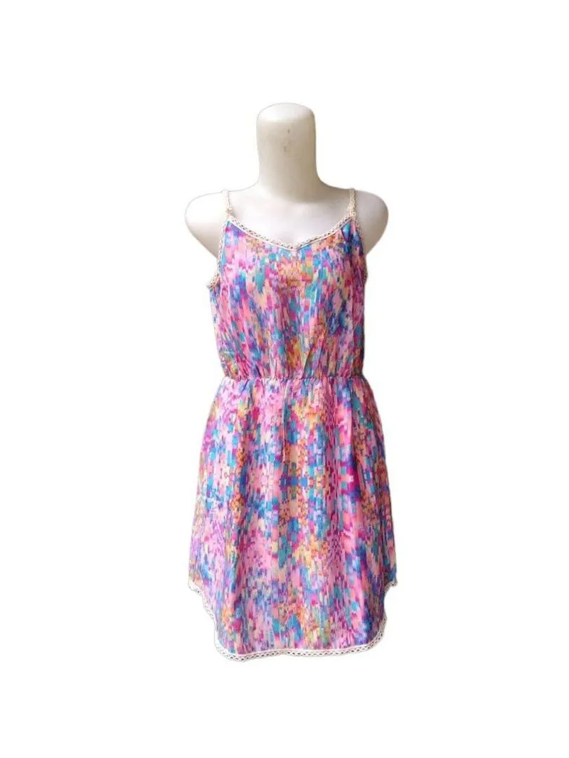 Aqua Multicolored Sleeveless Abstract Print Dress/Sundress photo 1