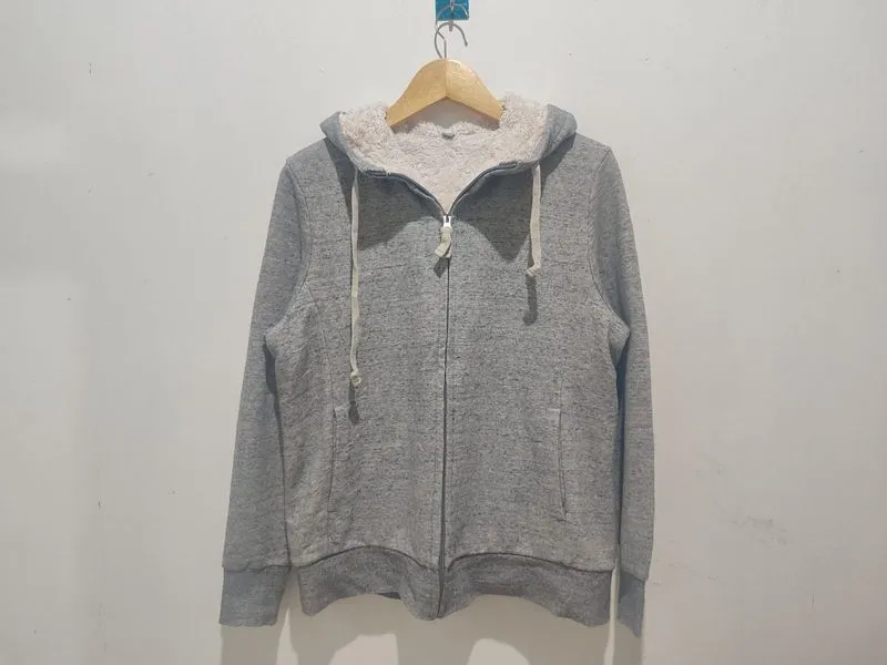 Hoodie zipper Uniqlo Puring Sherpa grey size on tag XL photo 1