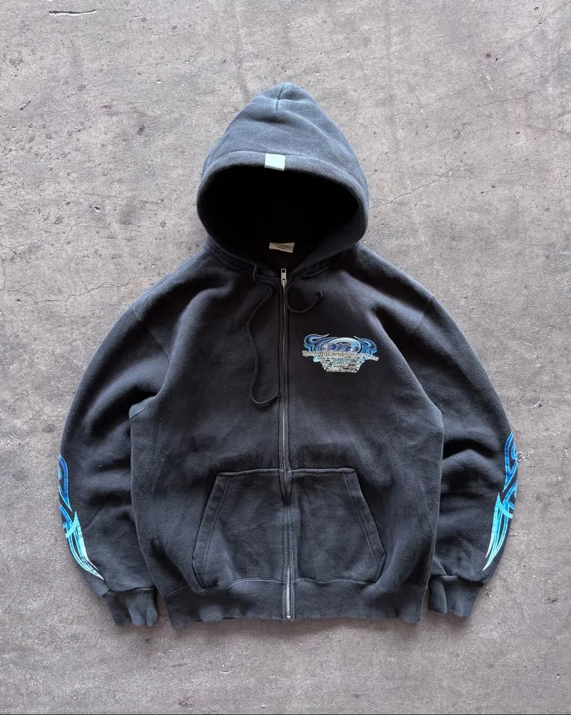 2000s Piko Hawaiian Longboard Black Boxy Hoodie  photo 1