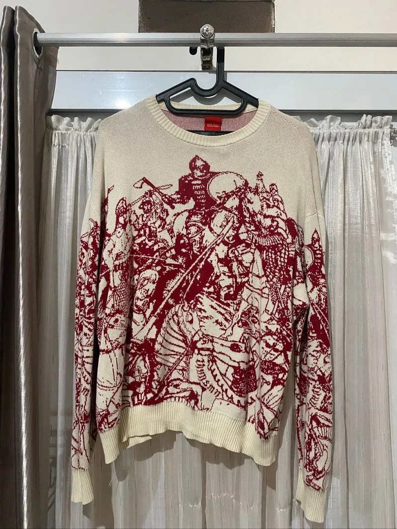 Thanksinsomnia Sweater Odessa Maroon Broken White photo 1