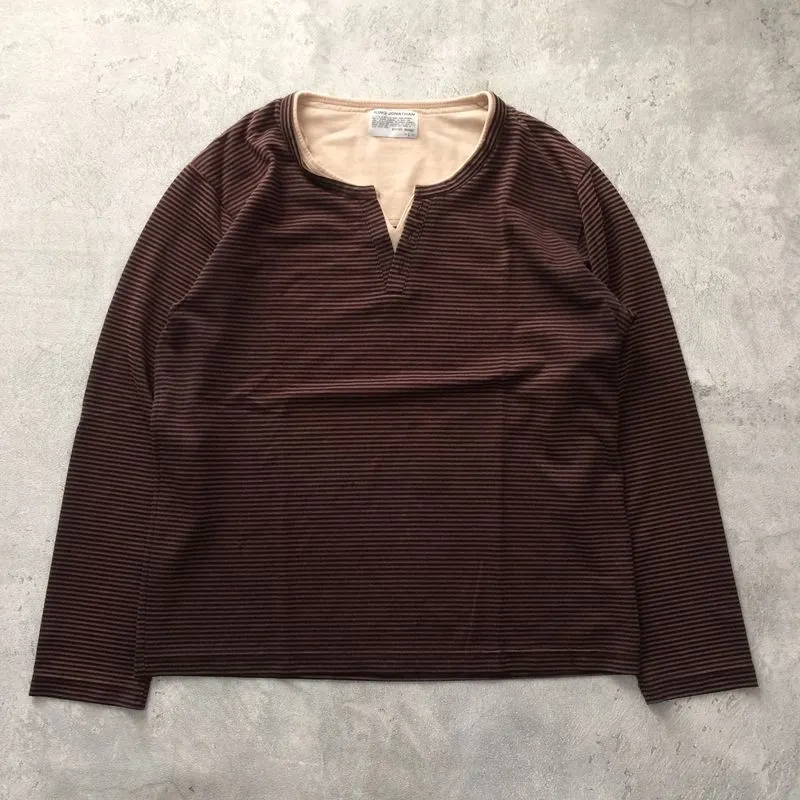 King Jonathan brand brown striped long sleeve t-shirt Double photo 1