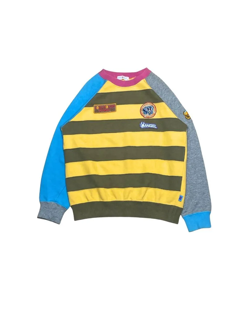 Angel Blue Striped Patchwork Crewneck Sweater  photo 1