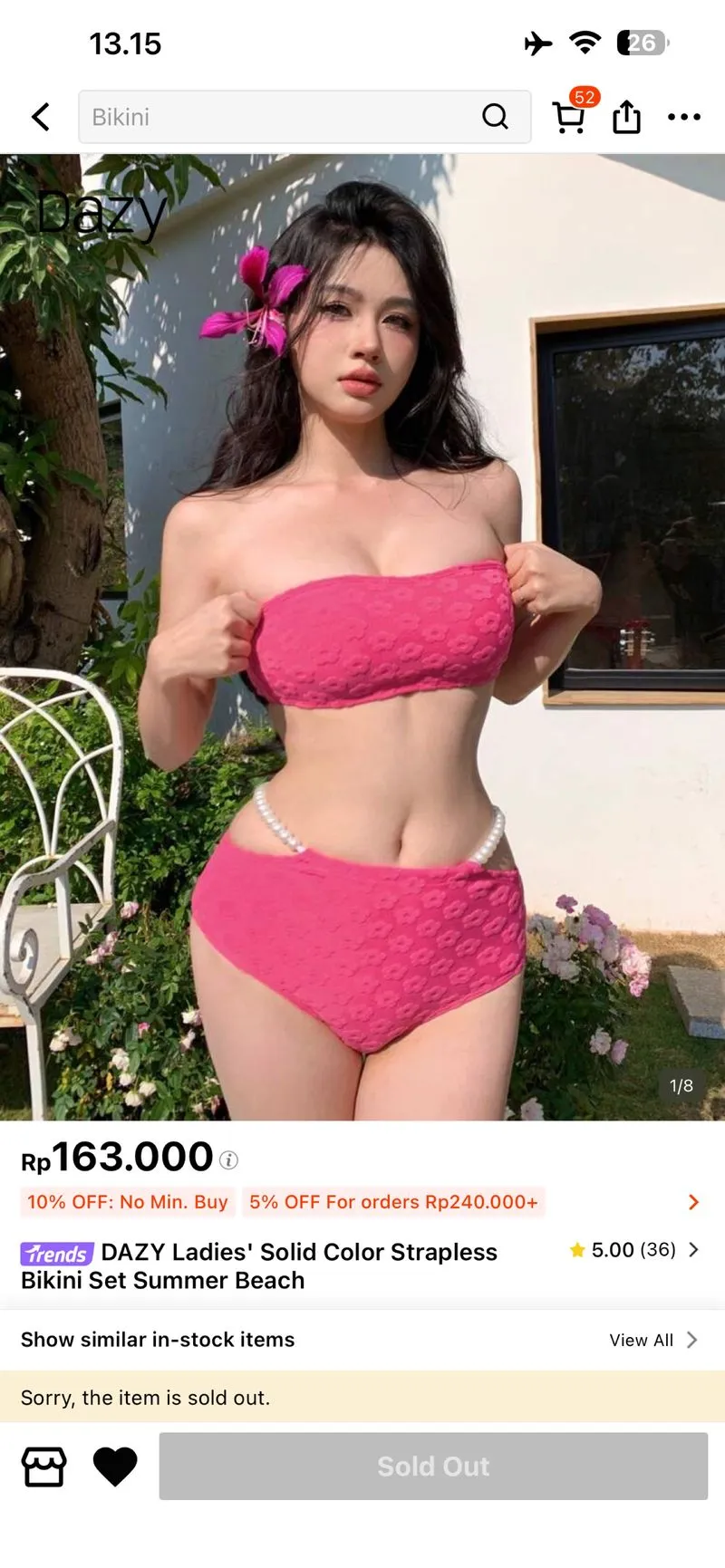 Bikini swimsuit Shein pink pearl Barbie  photo 1