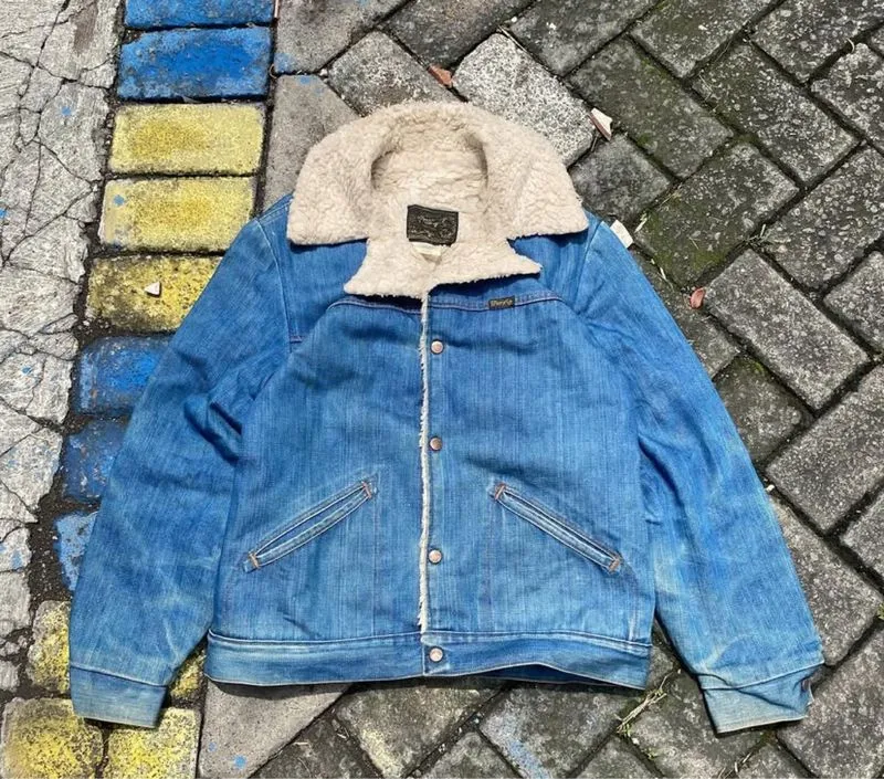 70s wrangler sherpa lined blue jeans denim jackets photo 1