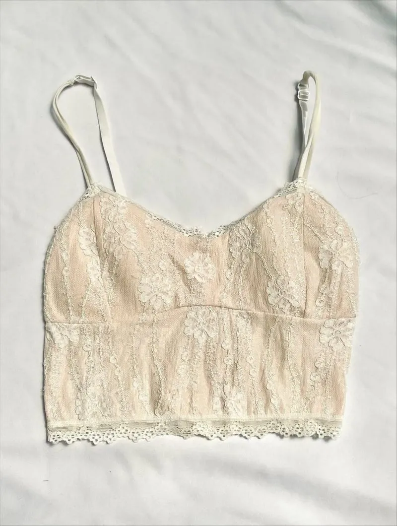 bralette crop top lace broken white smock photo 1