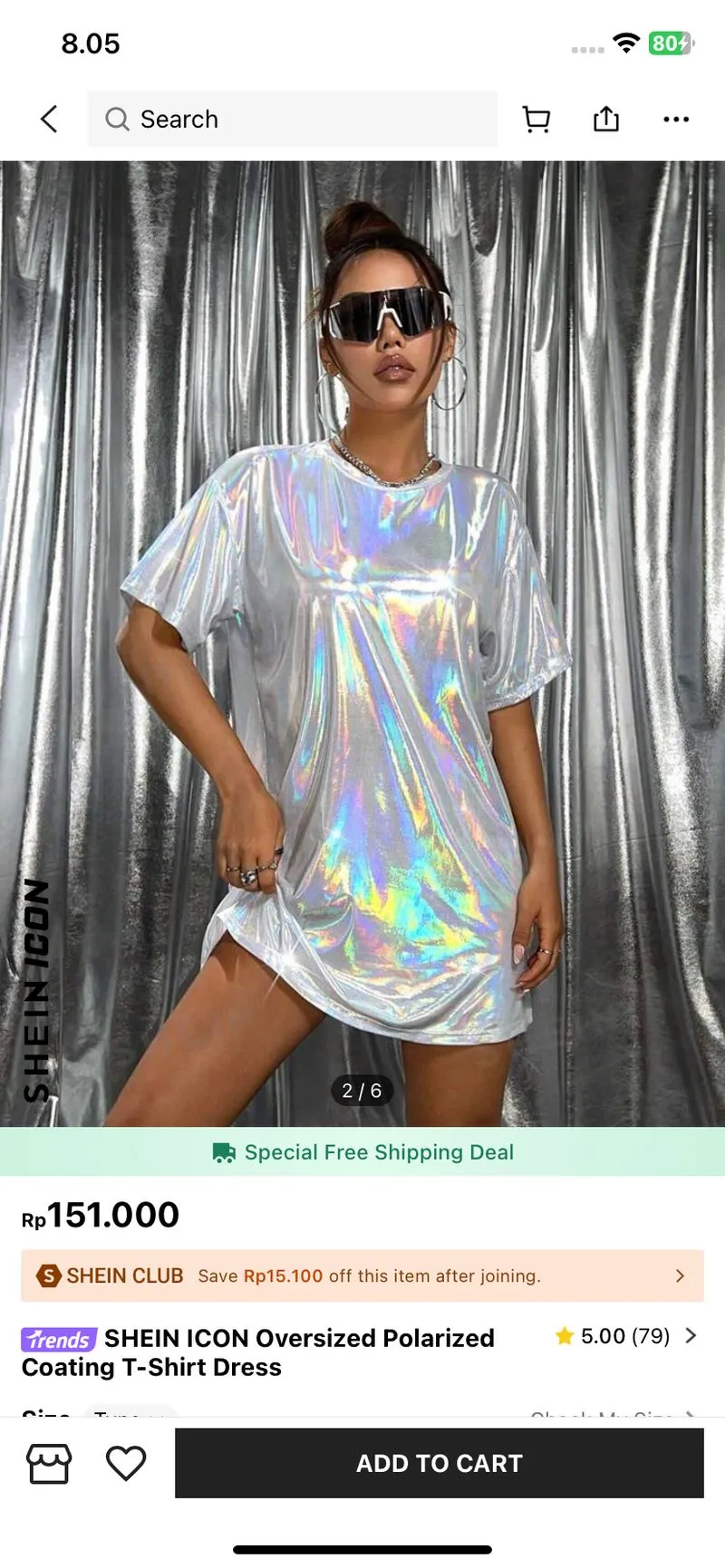Shein Y2K Futurist Shirt dress Wanita silver white photo 1