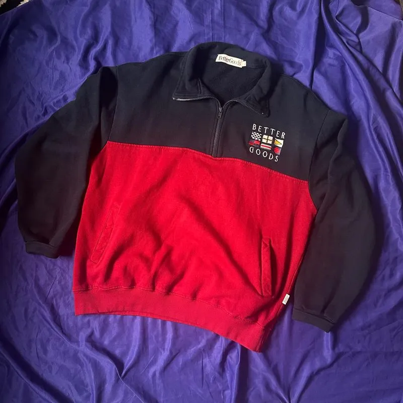 Better Goods - Quarter Zip Two Tone Navy & Red photo 1