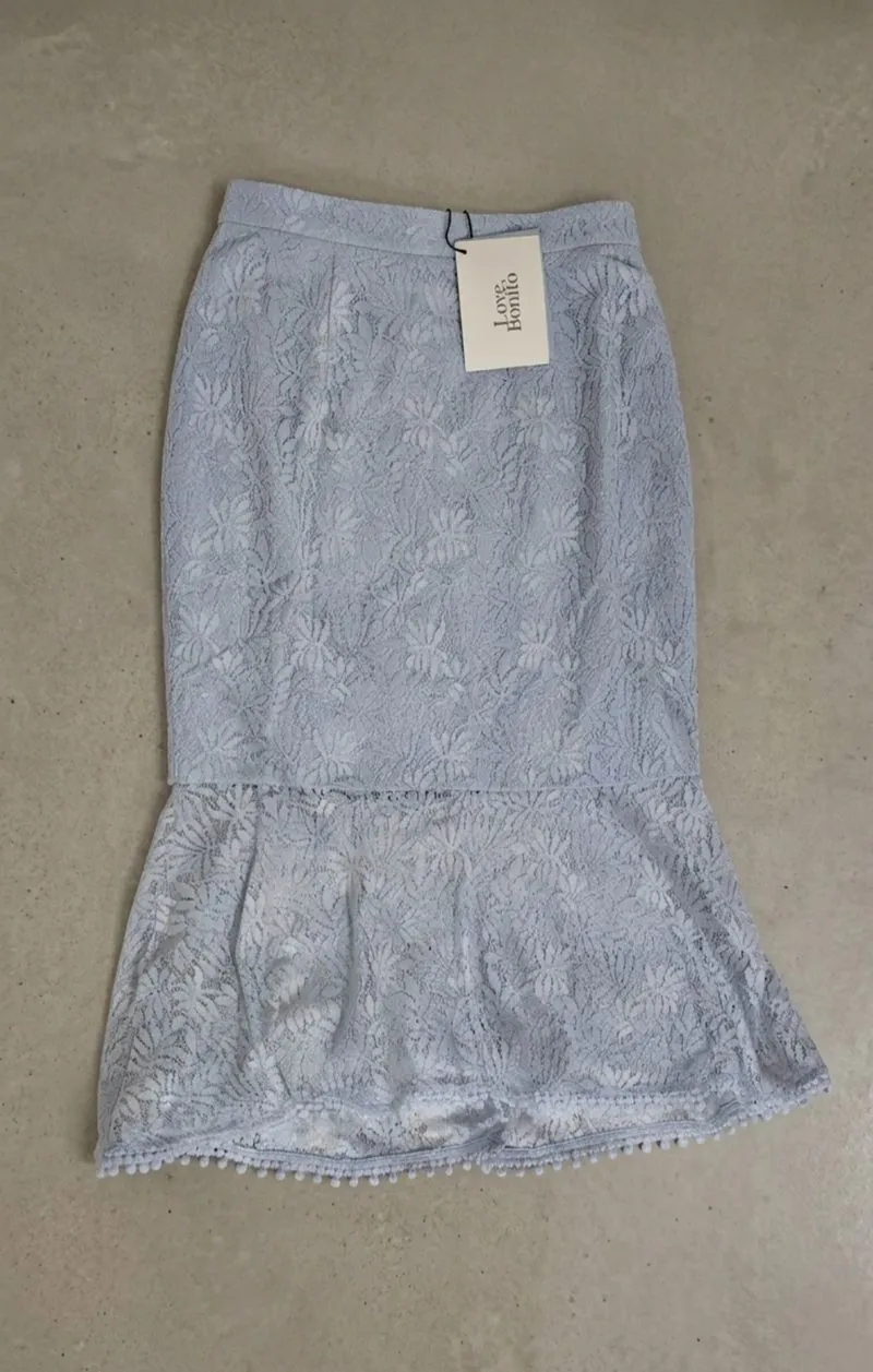NEW WITH TAG - Love, Bonito Mermaid Skirt. Lace Baby Blue photo 1