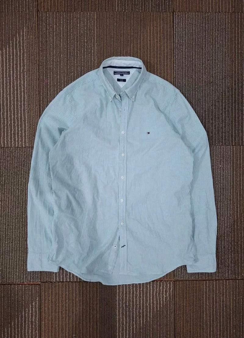 Tommy Hilfiger Light Green Slim Fit Stripe Oxford Shirt photo 1