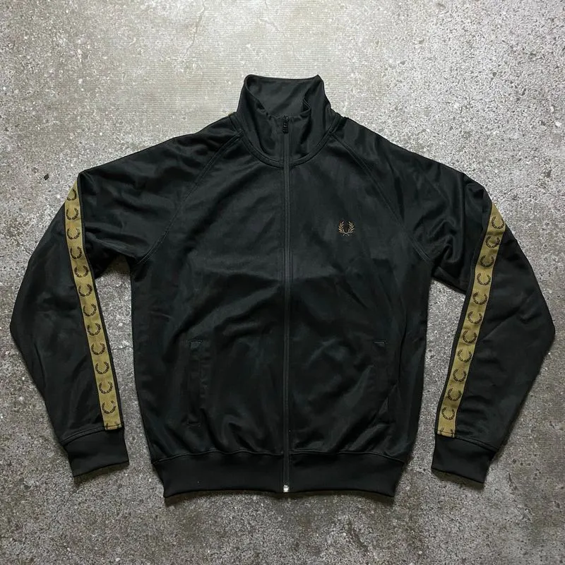 Fred Perry Contrast Tape Black Gold Track Jacket Made in Por photo 1
