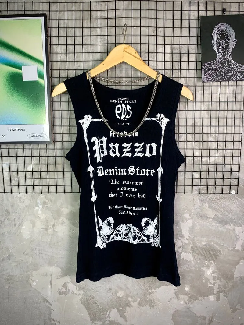 Y2K Pazzo Grunge Gothic Graphic Poem Thermal TankTops photo 1
