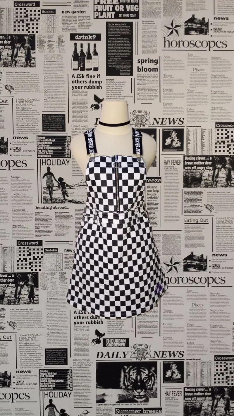 Y2K Emo Jumpsuit Wanita white black photo 1