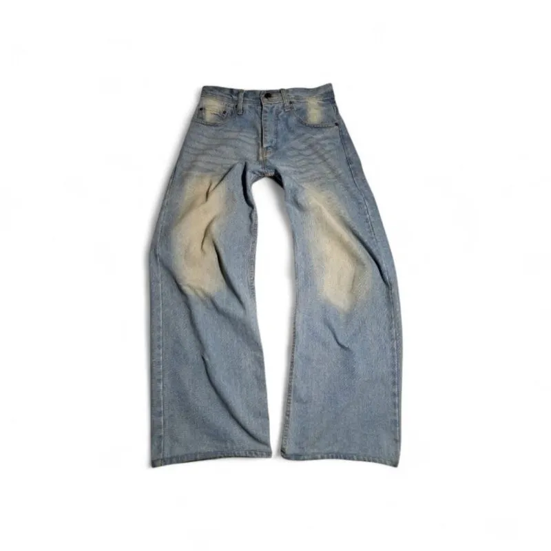 Washed Blue Wide Leg Loose Jeans photo 1