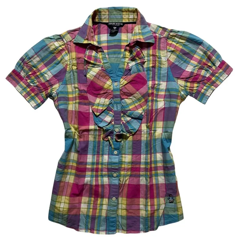 plaid ruffle shirt photo 1