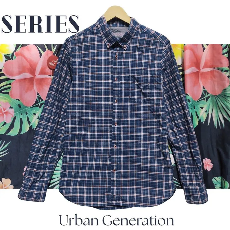 Brand Series | Navy tartan | Kemeja Lengan Panjang | Katun photo 1