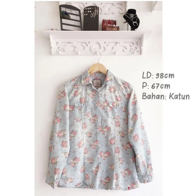 Nevada Vintage Blouse Wanita pink blue photo 1