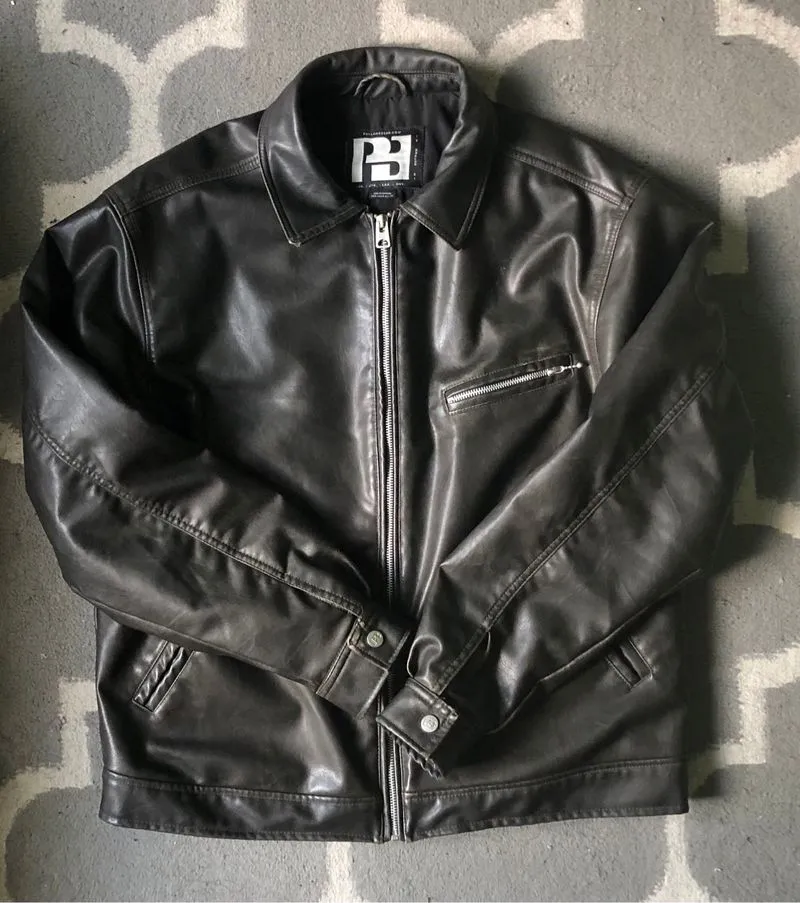 preloved original Pull&Bear black leather jacket photo 1