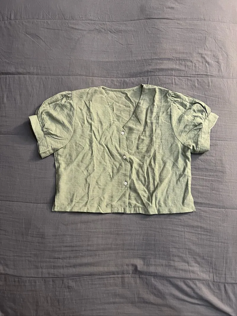 V - Neck Puff Sleeves photo 1